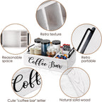 Coffee Station Organizer Wooden Coffee Bar Holder Accessories for Countertop, Farmhouse Kcup Pod Storage Basket with Handle - White