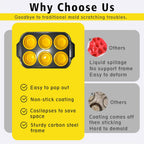 Silicone Muffin Pan Set, 6 Cups Cupcake Pan, With Metal Frame Nonstick Press to Easily Pop Out for Baking Homemade Muffins,Breads, Cupcakes, Egg Bites, BPA-Free Silicone (Yellow, 6Cups)