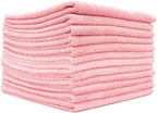 The Rag Company - All-Purpose Microfiber Terry Cleaning Towels - Commercial Grade, Highly Absorbent, Lint-Free, Streak-Free, Kitchens, Bathrooms, Offices, 300gsm, 16in x 16in, Pink (12-Pack)