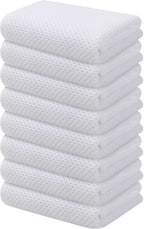 Kitinjoy 100% Cotton Waffle Weave Kitchen Towels, 8-Pack Super Soft and Absorbent Dish Towels for Drying Dishes, Kitchen Hand Towels, 13 in x 28 in, White
