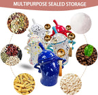 Canister With Attitude - 1.2L Ceramic Storage Jar with Lid, Airtight Kitchen Canisters Set for Coffee, Sugar & Tea | Farmhouse Flour Sugar Storage Container, Handmade with Spoon Rest (Gyan+White)