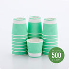4 oz Light Green Paper Coffee Cup - Ripple Wall - 2 1/2" x 2 1/2" x 2 1/4" - 500 count box