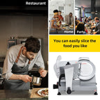 Commercial 8" Blade Meat Slicer 210W | Stainless Steel Electric Food Slicer Adjustable Thickness - Perfect for Restaurant, Deli & Home Kitchen Use