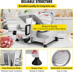 VEVOR Commercial Meat Slicer, 200W Electric Deli Food Slicer, 0-12mm Adjustable Thickness Electric Meat Slicer, 1200RPM Meat Slicer with 8.7'' Chromium-plated Steel Blade for Home & Commercial Use