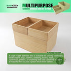 3-Piece Large Bamboo Storage Box Set, 7.1 in High Stackable Deep-Drawer Organizer for Kitchen Cutlery, Utensils & Knives, Exquisite and Durable Lidless Wooden Bin (14.6"x10.2x7.1"*1+10.2"x7.3"x3"*2)