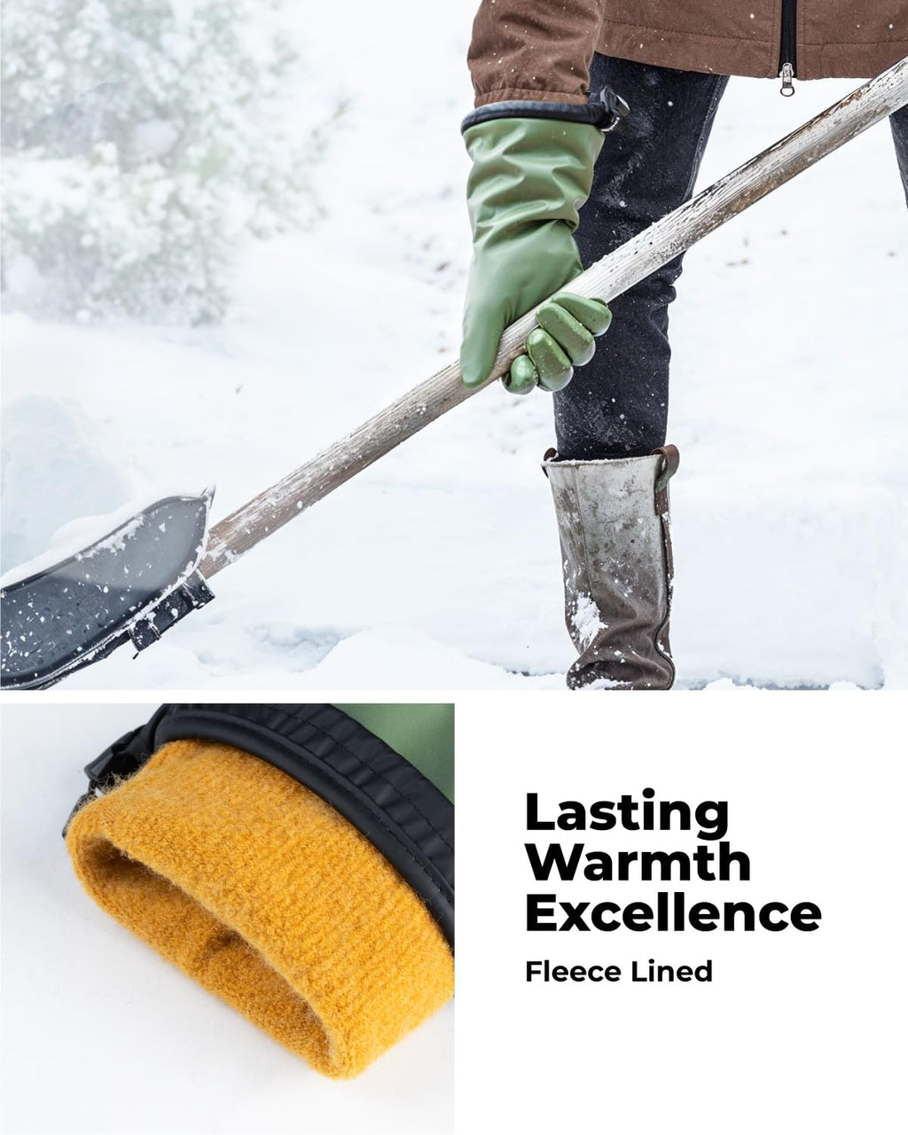 Waterproof Winter Gloves with Grip, Balaena Freezer Gloves for Light Duty Work & Outdoor Adventure, Hiking, Farming, Washing, Ice Fishing, Green, Small