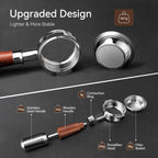 Bottomless Portafilter 58mm with Double Shot Filter Basket & Premium Walnutwood Handle, Portafilter with Puck Screen Compatible with All Breville 58mm Machines, Espresso Accessories, Silver