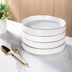 GBHOME 9'' Large Ceramic Pasta Bowls, 32oz Stoneware Pasta Serving Bowls Set of 4 for Kitchen, Wide Bowls for Fruit,Pasta,Salad,Oatmeal,Meal, Microwave Safe, Pearl White