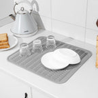Silicone Dish Drying Mat for Multiple Usage,Easy clean,Eco-friendly,Heat-resistant Silicone Mat for Kitchen Counter or Sink,Refrigerator or Drawer Liner Grey 2XL 24 inches x 18 inches
