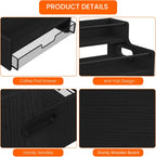 Homode 3-Tier Coffee Bar Organizer, 8 Bottle Syrup Stand with 35 Coffee Pod Storage Drawer, Rustic Wood & Metal Countertop Liquor Bottle Holder for Kitchen, Black