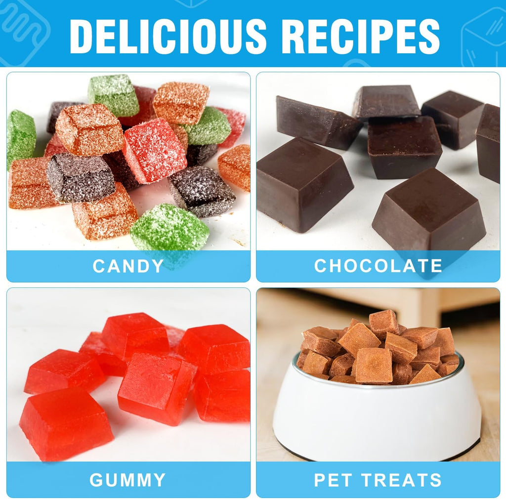 Mini Square-Terrace Silicone Chocolate Molds 50 Cavities - Walfos Non Stick Silicone Candy Molds, Silicone Molds for Chocolate, Candy, Gummy, Jelly, Ice Cubes, Food Grade & Dishwasher Safe, 4 Packs