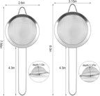 2 Pack Fine Mesh Strainer, Small Stainless Steel Sieves with Handles, for Steeping Loose Leaf Tea, Straining Cocktail, Juice and Sifting Flour, Powdered Sugar (2pcs)