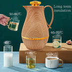 Insulated Thermal Coffee Carafe, 33 oz, Luxury Arabic-Style Insulated Carafe Flask, Coffee Tea Pot, with Spout and Glass Liner for Hot Cold Water, Housewarming Ornaments (Wood Color)