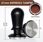 51mm Espresso Tamper, Coffee Tamper with Calibrated Spring Loaded,Tamper Tool With Sound Feedback click, Self Leveling Tamper for Barista, Compatible with 51mm De'Longhi Portafilter