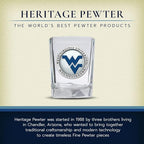Heritage Pewter University of West Virginia Square Shot Glass | Hand-Sculpted 1.5 Ounce Shot Glass | Intricately Crafted Metal Pewter Alma Mater Inlay