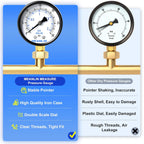 MEANLIN MEASURE 0-30Psi Well Pump Pressure Gauge 1/4" NPT 2" FACE DIAL for Pool Sand Filter Water Oil Air Pressure Test Lower Mount, with Teflon Tape