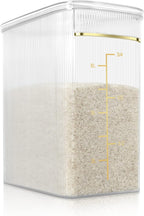 TBMax Rice Storage Container 20 Lbs, Crystal-Clear Large Food Container Rice Holder Bin with Measuring Cup for Flour, Sugar, Oatmeal, Kitchen Pantry Organization and Storage