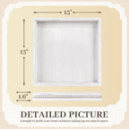 Wooden Decorative Tray, Small Serving Tray with Wood Bead, Farmhouse Big Tray for Ottoman, Countertop, Coffee Tabl, 13" x 13"x 1.6" (Retro White)