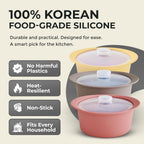 27oz Platinum Silicone Microwave Steamer Pot with Handle & Lid - Korea 100% Food-Grade Steamer Bowl, Heat-Resistant Cooker with Steam Holes, Easy Clean, Dishwasher Safe, Taupe Brown