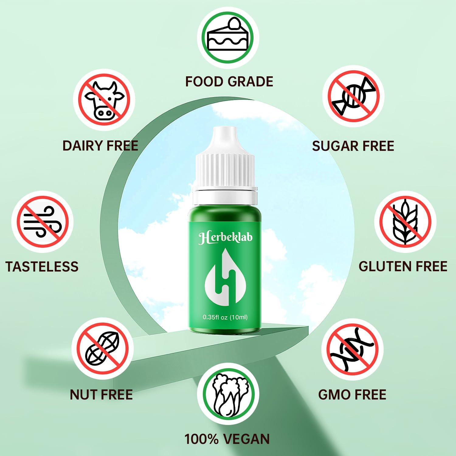 Food Coloring Liquid Food Color 24 Colors Herbeklab Water Based Food Dye Slime Coloring Dye Neon Food Coloring for Baking Icing Cake Decorating, 0.35 fl oz/bottle