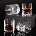 KAMMAK Crystal Whiskey Glasses Set of 2, 6.76oz Old Fashioned Glasses Stemless, Hand Blown White Cocktail Glasses, Engagement Gifts for Couples, Women, Men