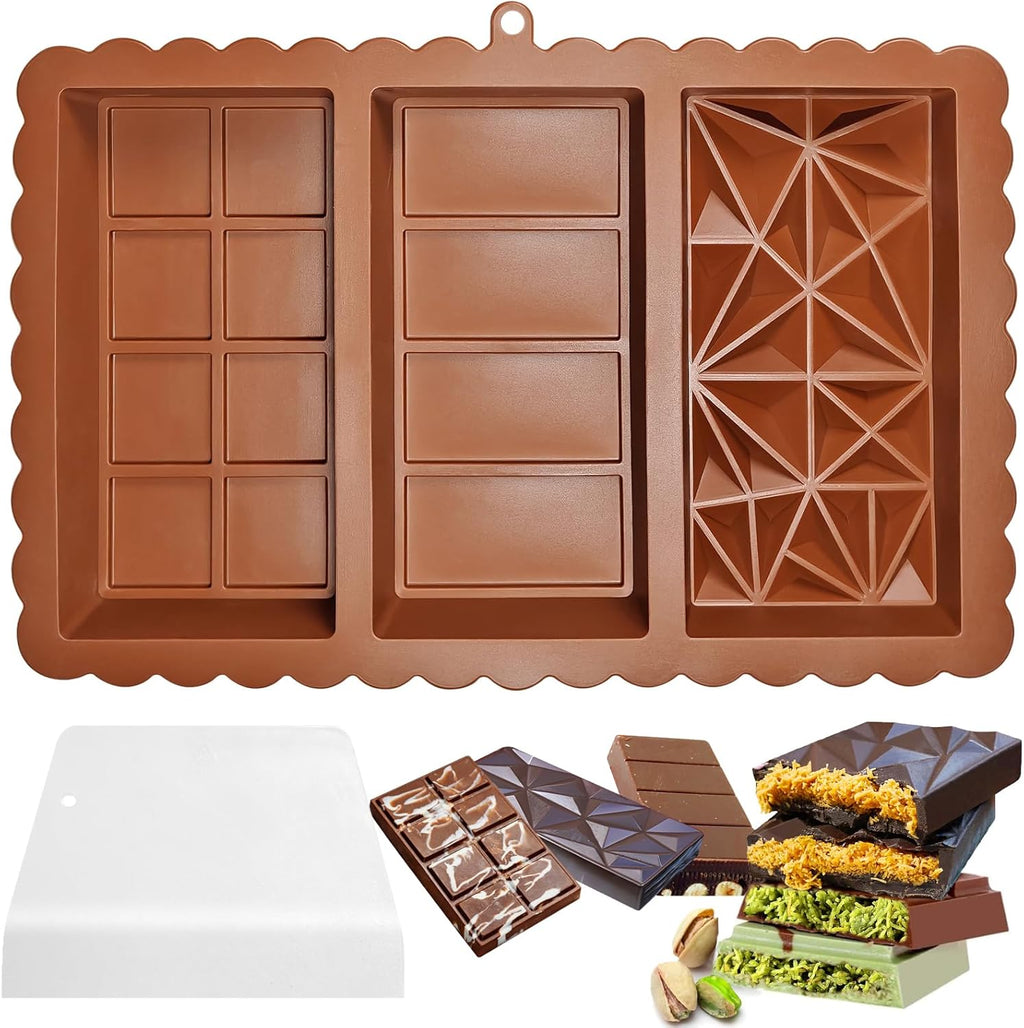 Chocolate Bar Mold - Food Grade Silicone Chocolate Molds, Non-Stick & Easy to Release Deep Mold for Dubai Pistachio Chocolates, Candy, Snacks, Desserts, Resin Art, Dishwasher Safe (1)