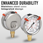0 to 100 Psi Pressure Gauge, Glycerin Liquid Filled, 2.5 inch Dial, 1/4" NPT Lower Mount, Stainless Steel Case, for Water Pump, Pneumatic Air, Well Tank, RV Hose, Gas, Low Pressure Test