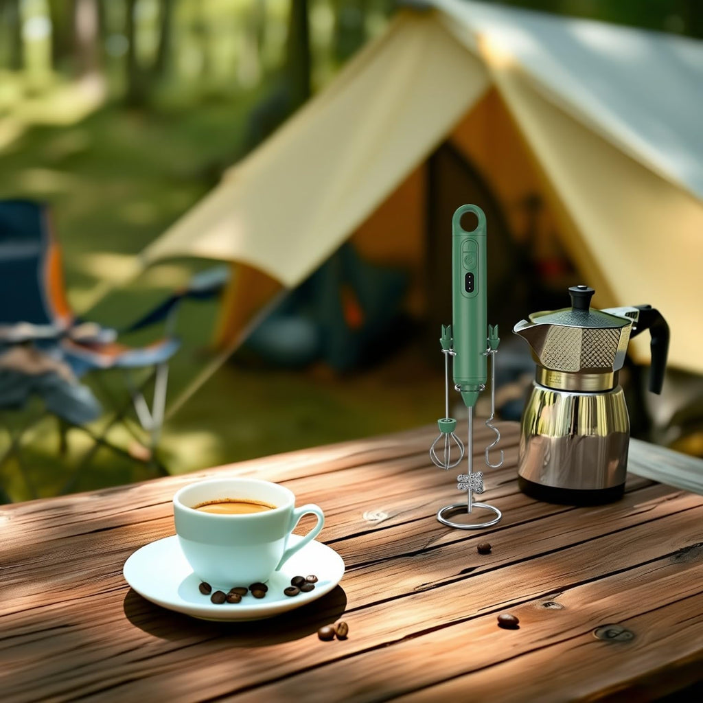Rechargeable Milk Frother Handheld 3 Speed Coffee Foamer [3 Whisk] Electric Drink Mixer for Latte, Cappuccino, Coffee, Eggs, Hot Chocolate,Grass Green