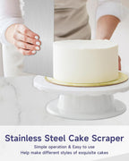 9 Inch Metal Cake Scraper Set of 2, Stainless Steel Cake Scraper Smoother Double Sided Patterned Edge for Icing Smoother,Tall Cake Scraper, Cake Combs for Buttercream