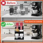 MYITYARD Coffee Station Organizer, Coffee Cup Holder for Countertop, Cup and Lid Dispenser with 6 Compartment, Cup and Condiment Station for Home, Kitchen, Office and Breakroom