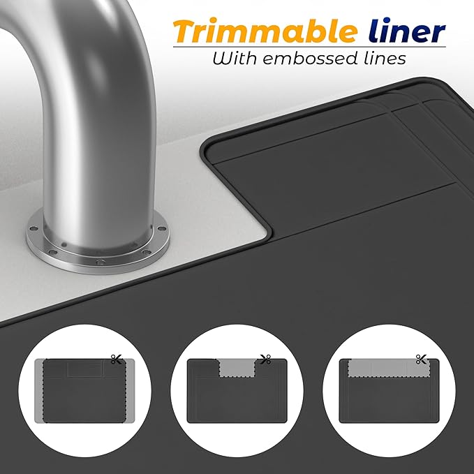 The Original Under Sink Mat - Silicone Waterproof mat, Trimmable, Easy to Clean, Kitchen cabinet liner, Under sink protector mats, Disinfection Surface - 34" x 22" or smaller