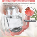 64oz Glass Pitcher with Lid &Pour Spout - 2 Quart Breastmilk Pitcher Double Leak Proof, Creamer Container for Sun Tea, Juice, Cold Brew Coffee, Breastmilk Storage Container -Pink Lid