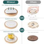 Wood Coasters for Drinks Housewarming Gifts for Home Decoration Absorbent Coasters with Holder for Coffee Tabletop Protection 4.3 Inch White