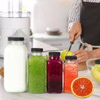 12 oz Glass Juice Bottles with Lids 12 Pack,Reusable Glass Drink Bottles,350ml Water Drinking Jars for Milk,Juicing,Kombucha,Ginger,Beverage Glassware,Juice Drinking Jars