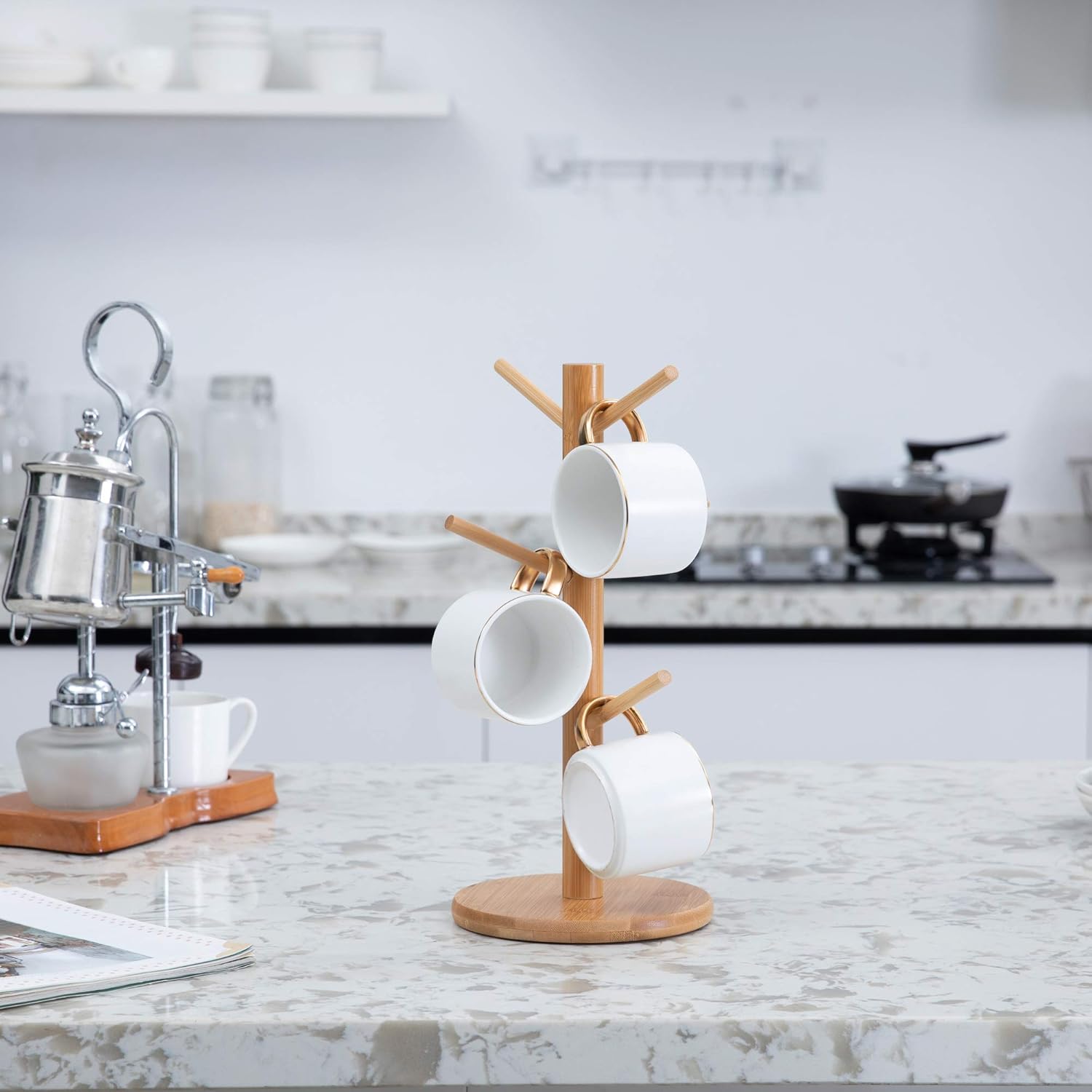 MyLifeUNIT Mug Holder Tree, Coffee Cup Holder with 6 Hooks (Yellow)