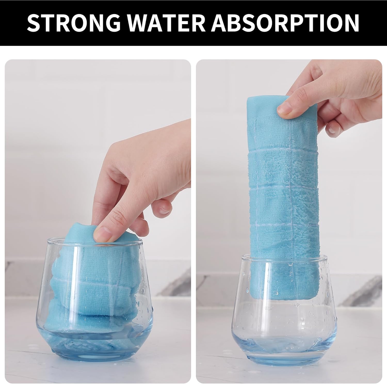 Homaxy 100% Cotton Terry Kitchen Dish Cloths, Ultra Soft and Absorbent Dish Towels for Kitchen, Suitable for Drying and Washing Dishes, 6 Pack, 12 x 12 Inches,Sky Blue