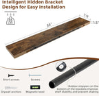 Heimlove 55 Inch Floating Shelves for Wall 8 Inch Deep Rustic Brown Shelves Set of 2,Wall Mounted Rustic Wood Long Floating Shelf，Large Extra Display & Storage Shelf with Invisible Brackets