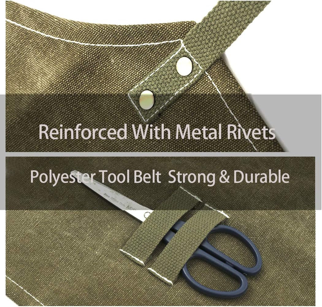 No-Tie Canvas Apron Heavy-Duty 16OZ Work Apron with Front Pocket Extra Long Straps Adjustable M–XXL