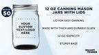 DISCOUNT PROMOS 50 Decorating Mason Jars Set, 12 oz. - Customizable Text, Logo - Canning, Aluminum Lid - Black