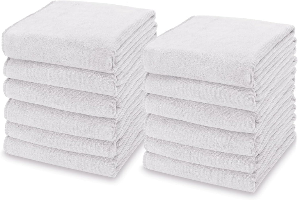 kimteny 13x28 Inches Kitchen Cloth Dish Towels, 400 GSM Premium Dishcloths, Super Absorbent Coral Velvet Microfiber Cleaning Cloths, Fast Drying Rags for Washing Dishes (12 Pack, White)