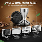 Flexzion Coffee Tamper 58mm Espresso Tamper Tool, Stainless Steel Barista-Quality Hand Press Espresso Maker with Ergonomic Silver Handle for Home and Professional Use