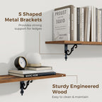 RICHFOCUS Floating Shelves for Wall Decor, 35.4W x 8D Wall Shelves Set of 2, 8 Inch Deep Rustic Wood Shelves Wall Mounted with Brackets, Long Shelves for Living Room Bedroom Kitchen, Rustic Brown