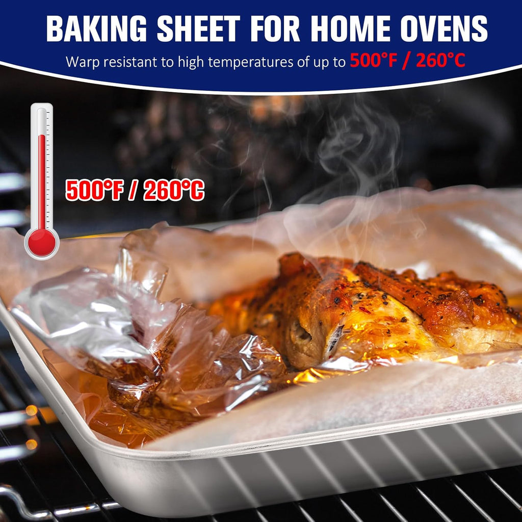 Mimorou 12 Pcs Baking Sheet Stainless Steel Cookie Sheet Small Metal Pans Professional Rectangle Oven Trays Kitchen Baking Cooking Oven and Toaster, Dishwasher Safe(8 x 5.9 Inches)