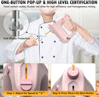 Electric Hand Mixer with Stainless Steel Whisk, Dough Hook Attachment and Storage Bag, Handheld Mixer for Baking Cakes, Eggs, Cream Food Mixers. Turbo Boost /5 Speed Kitchen Blender PINK