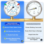 MEANLIN MEASURE 0~5000Psi Liquid Filled Pressure Gauge Stainless Steel 2.5" FACE DIAL 1/4" NPT 316 Stainless Steel Joint for WOG Water Oil Air Back Mount, with 2PCS Snaps