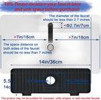 Kitchen Sink Splash Guard, 10° Large Slope & Adaptable Hole Faucet Mat for Kitchen Sink, Silicone Sink Organizer Sponge Holder for Kitchen, Bathroom, RV, Bar, 14.2” x 5.1”, Black