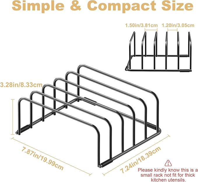 Cutting Board Organizer and Baking Sheet Rack, [2-Pack] Black Heavy Duty Metal Cookie Sheet Organizer for Cutting Board Storage & Plate Holder for Cabinet, Tray Dividers for Cabinets