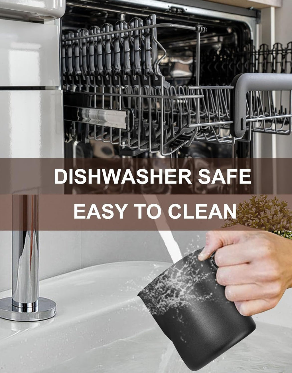 Milk Frothing Pitcher, 12oz Stainless Steel Milk Frother Cup Steaming Pitcher, Coffee Bar Cappuccino Espresso Machine Accessories Barista Tools, Metal Pitcher Milk Jug with Latte Art Pen, Matte Black