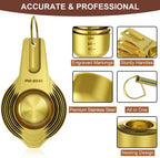Wildone Gold Measuring Cups & Spoons Set of 21 - Includes 7 Stainless Steel Nesting Measuring Cups, 8 Measuring Spoons, 1 Leveler & 6 Mini Measuring Spoons, Ideal for Dry & Liquid Ingredients