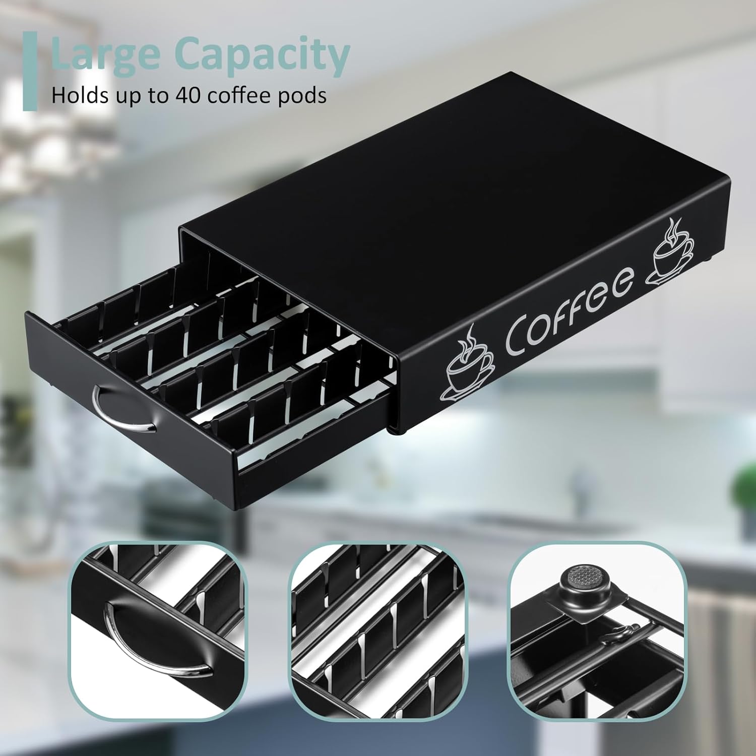 Rice rat Nespresso Pod Holder Pod Drawer Cabinet Pod Storage Rack For Counter,10.6'' Wide by 16.5'' Deep by 3.5'' High (30 Pods)